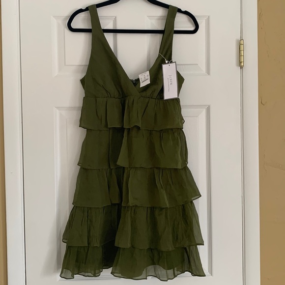 Brand new with tags. J. Crew Special Occasions &Parties dress. 100% Silk. Olive - Picture 1 of 2